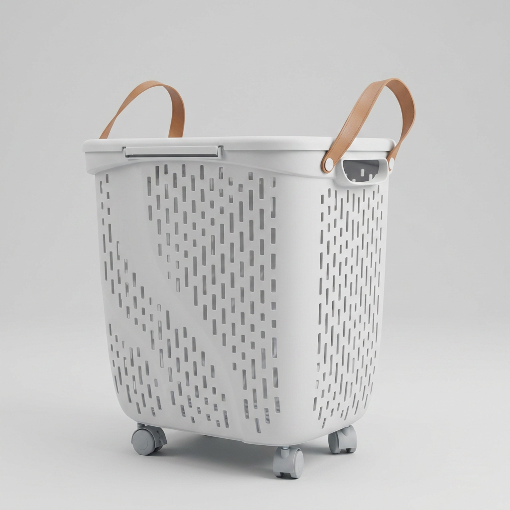White Storage Basket with Wheels by Zodiya