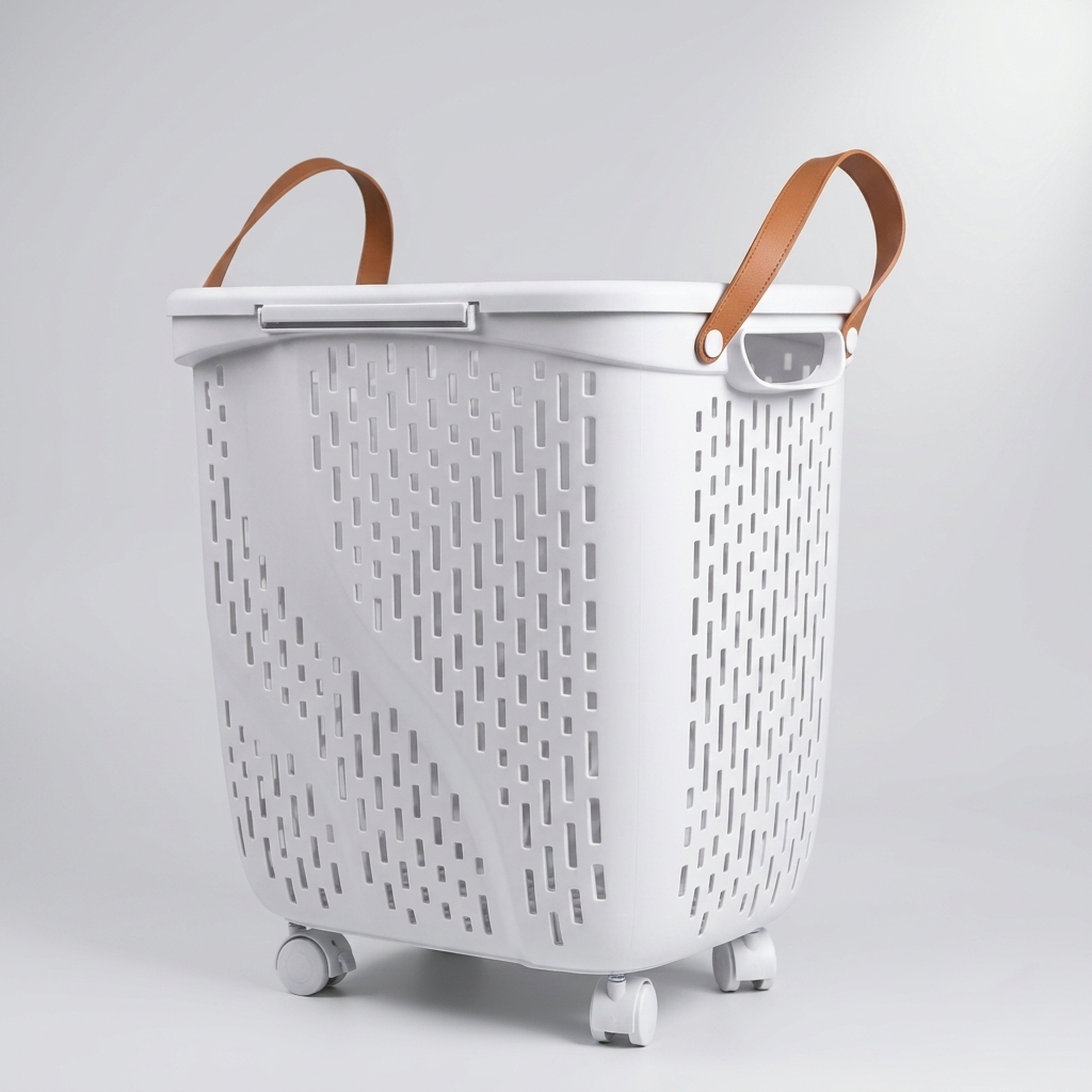 White Storage Basket with Wheels by Zodiya-7