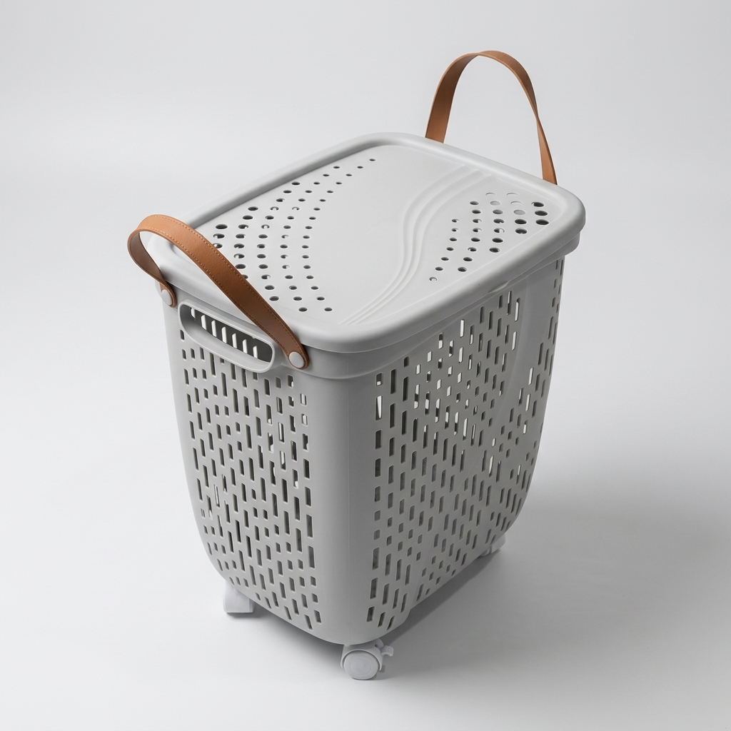 White Storage Basket with Wheels by Zodiya-8