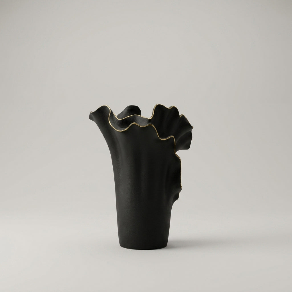 Large Black and Gold Ceramic Vase by Zodiya-4