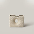 White Ceramic Textured Flower Vase (Rippled, Donut) By Zodiya