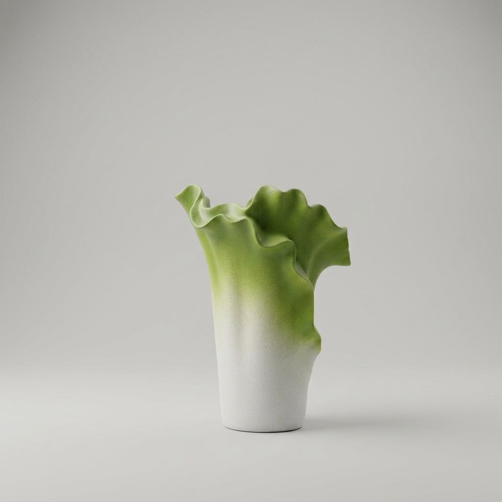 Green & White Ceramic Flower Vase by Zodiya