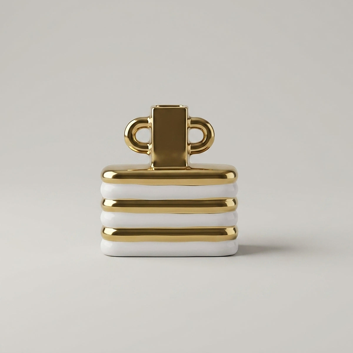 Gold and White Ceramic Flower Vase (Striped) by Zodiya