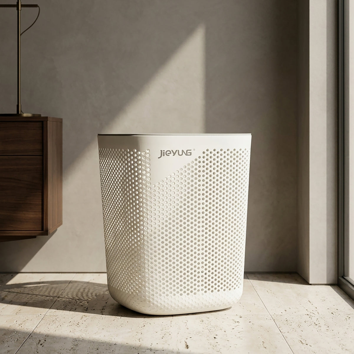 White Square Metal Trash Can by Zodiya