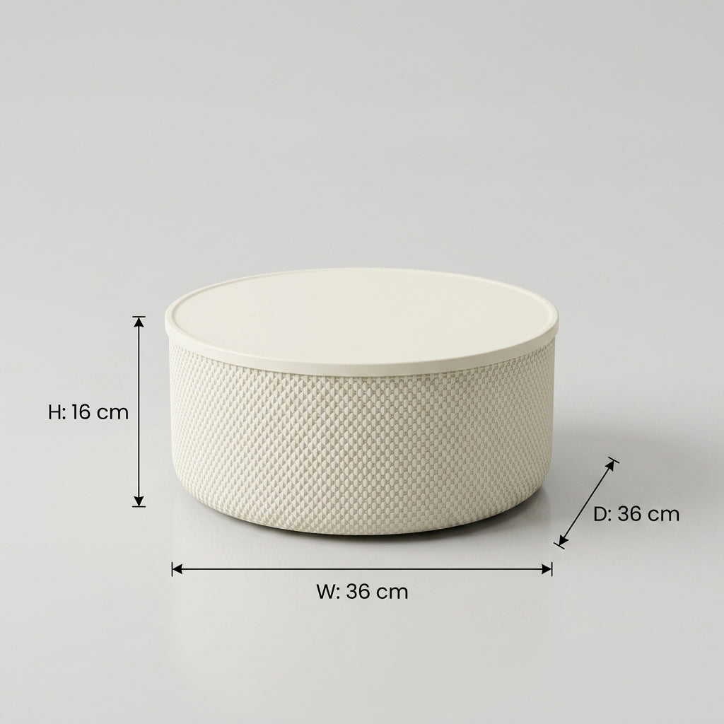 White Round Storage Box (small) By Zodiya