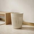 White Slatted Plastic Trash Can By Zodiya