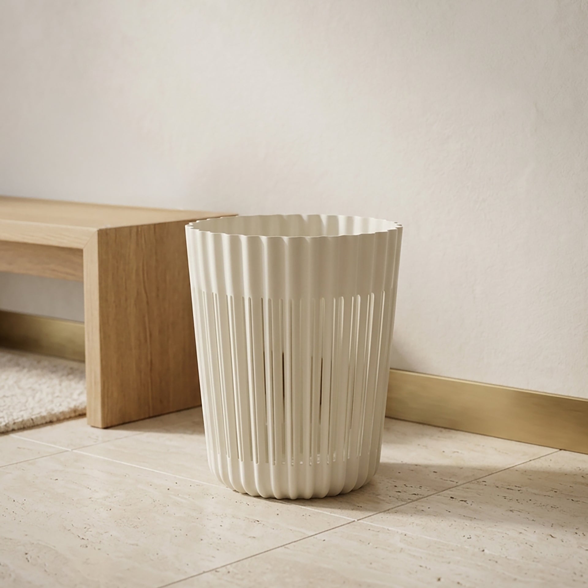 Plastic -trash Can White Medium By Zodiya-1