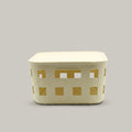 Cream Plastic Storage Box With Lid  (small) By Zodiya