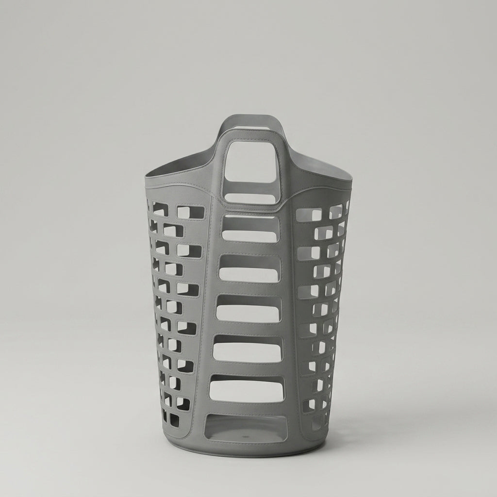 Grey Large Plastic Laundry Basket By Zodiya