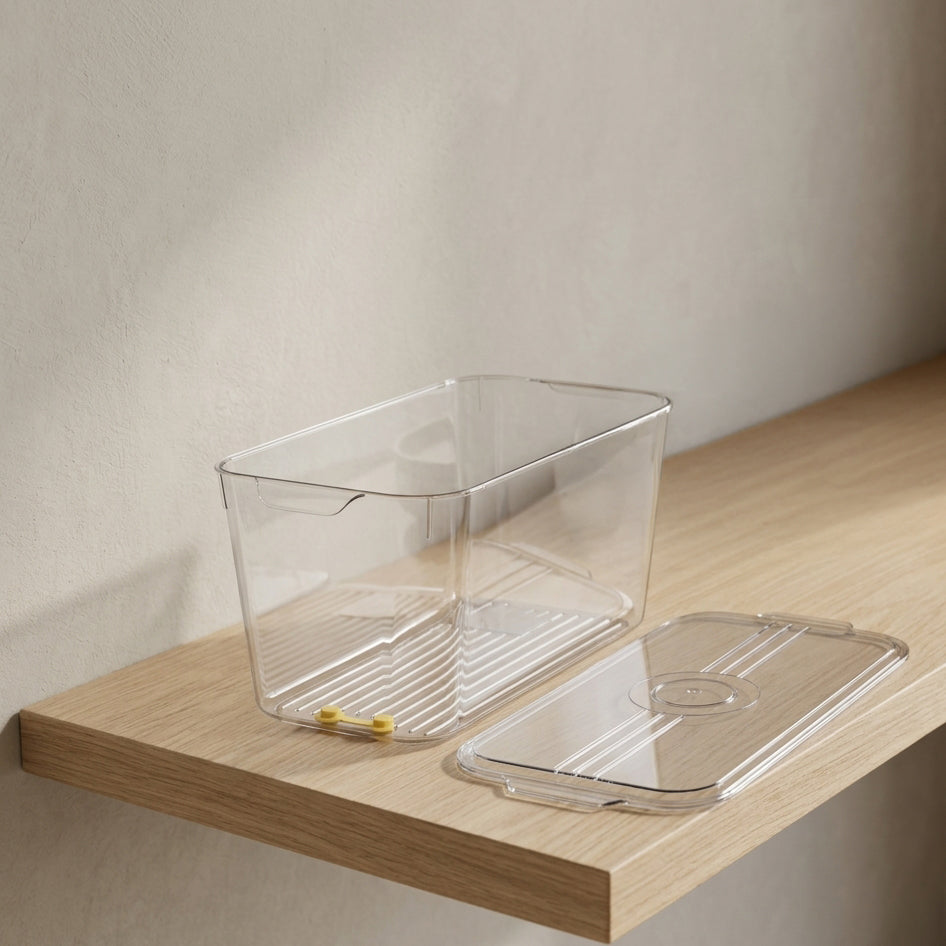 Plastic Refrigerator Storage Box With Botton Drain Button By Zodiya