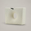 White Ceramic Textured Flower Vase( Rippled, Donut) By Zodiya