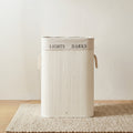 White Slatted Laundry Basket with Lid, Compartments by Zodiya
