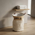 Small Beige Fabric Laundry Basket with Rope Handles by Zodiya