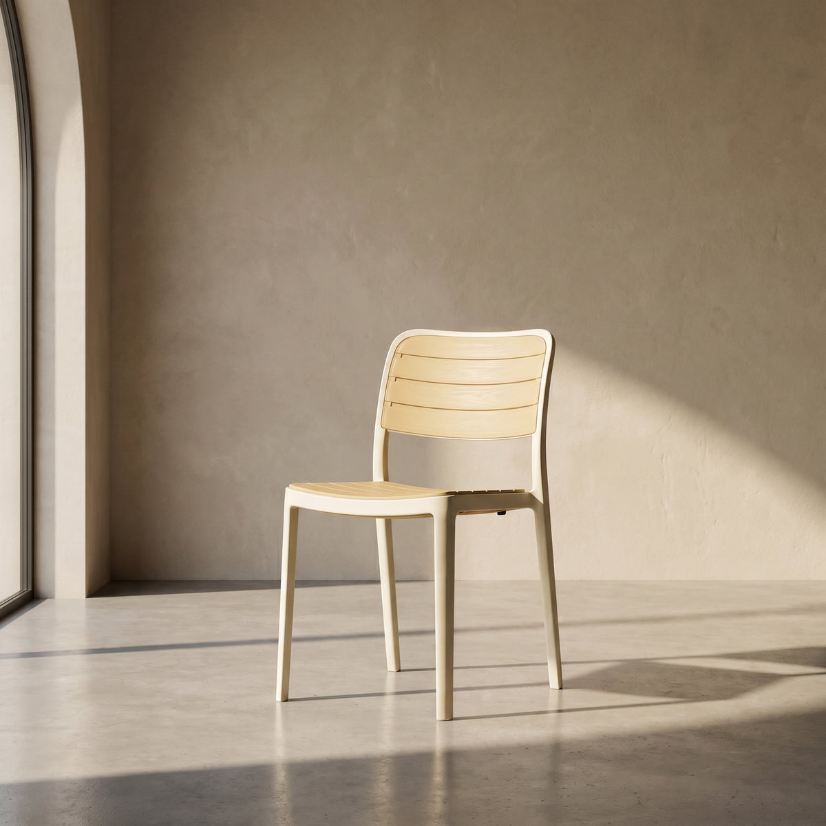 Cream Slatted Outdoor Dining Chair by Zodiya
