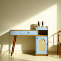 Wooden Blue Study Table with Storage By Zodiya