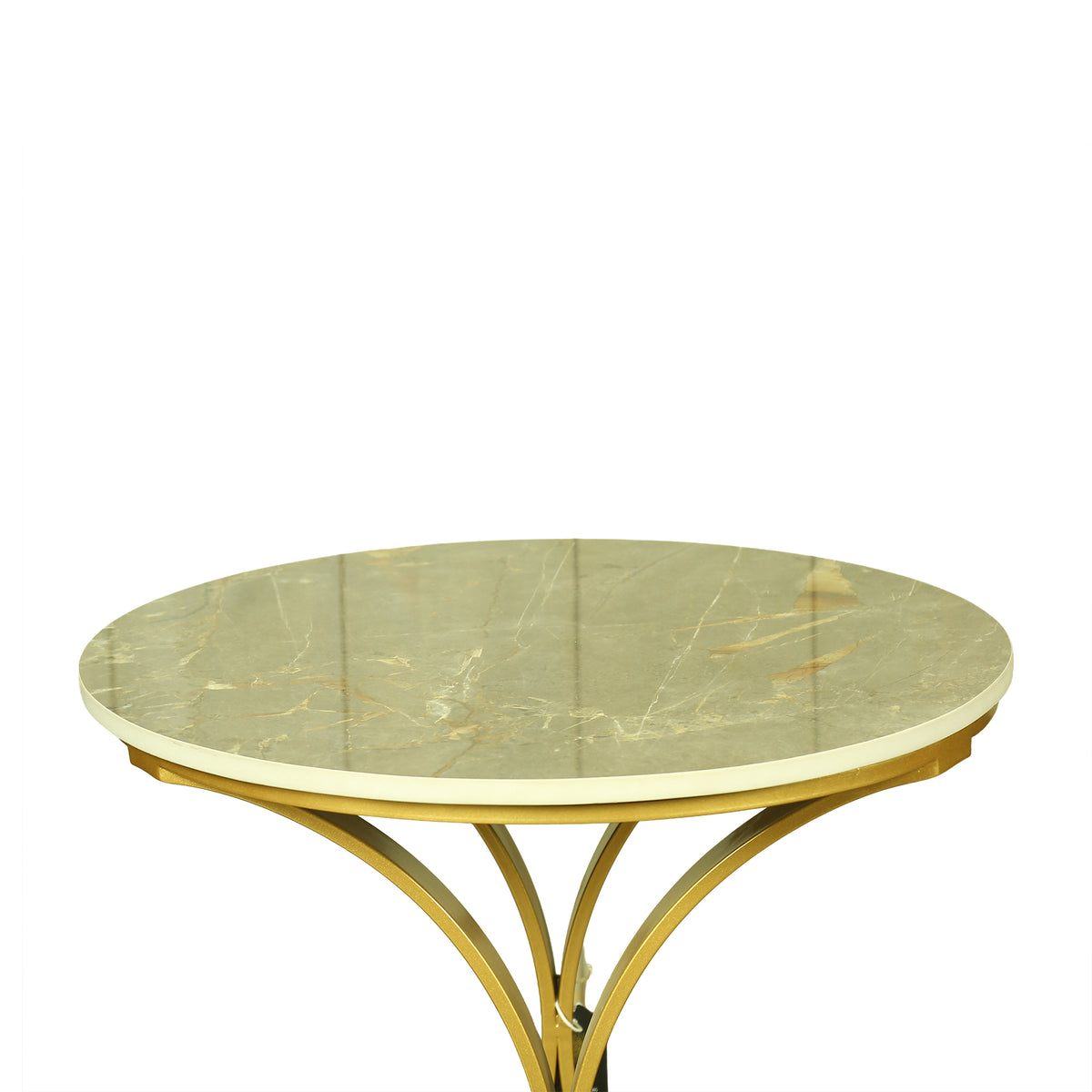 Round Marble Top Side Table with Gold Base by Zodiya