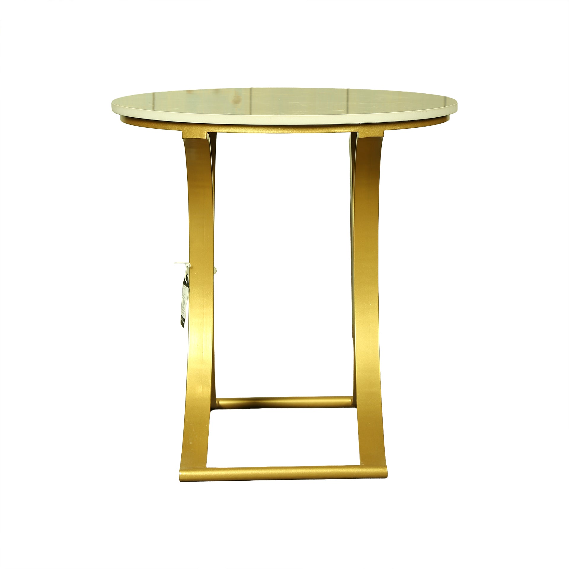 Round Marble Top Side Table with Gold Base by Zodiya-4