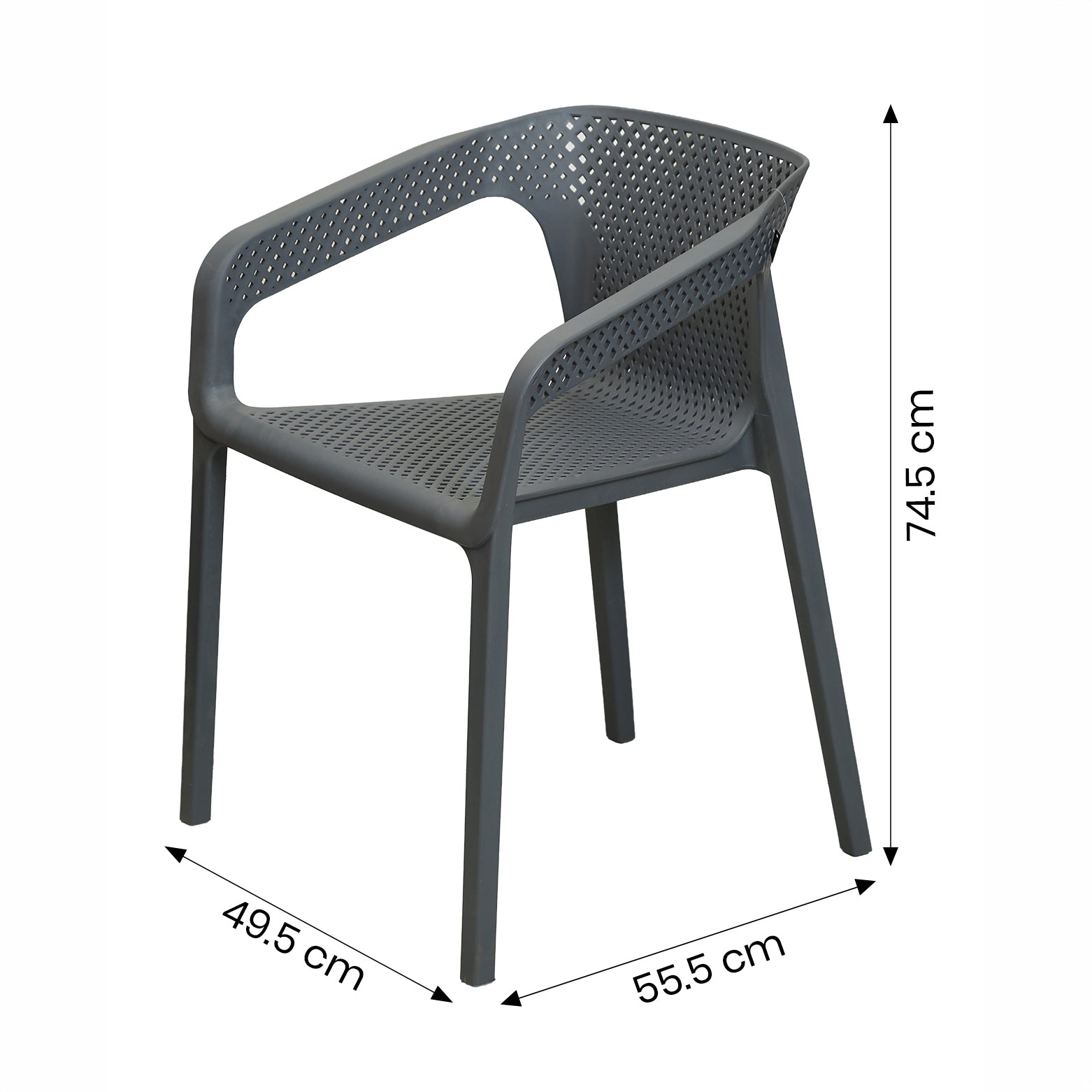 Cube Grey Plastic Arm Chair by Zodiya