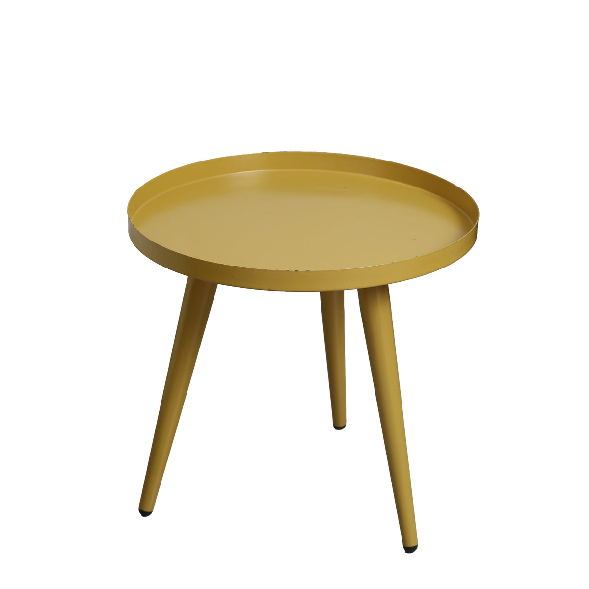 Round Yellow Metal Side Table by Zodiya