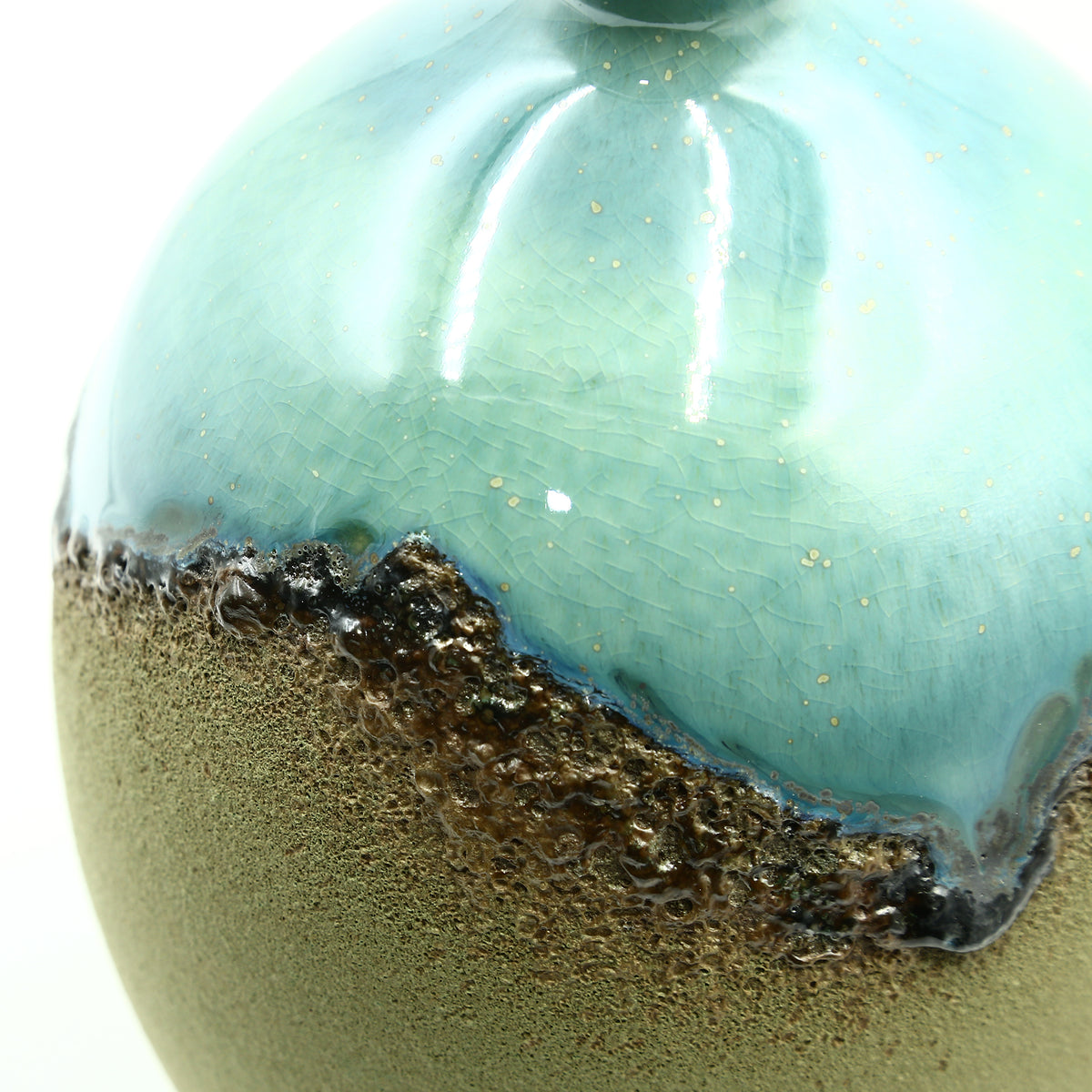 Olive Green Drip Glaze Ceramic Flower Vase by Zodiya