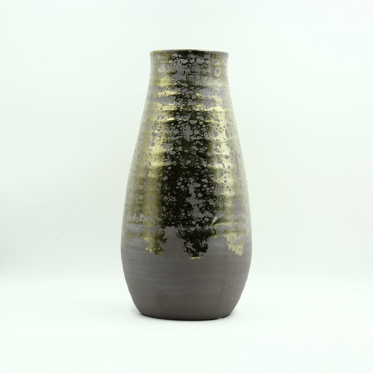 Brass Grey Large Ceramic Flower Vase By Zodiya