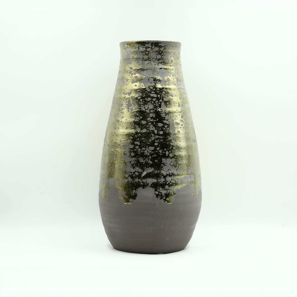 Brass Grey Large Ceramic Flower Vase By Zodiya