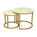 Round Marble Nesting Coffee Tables (Set of 2, Gold) by Zodiya