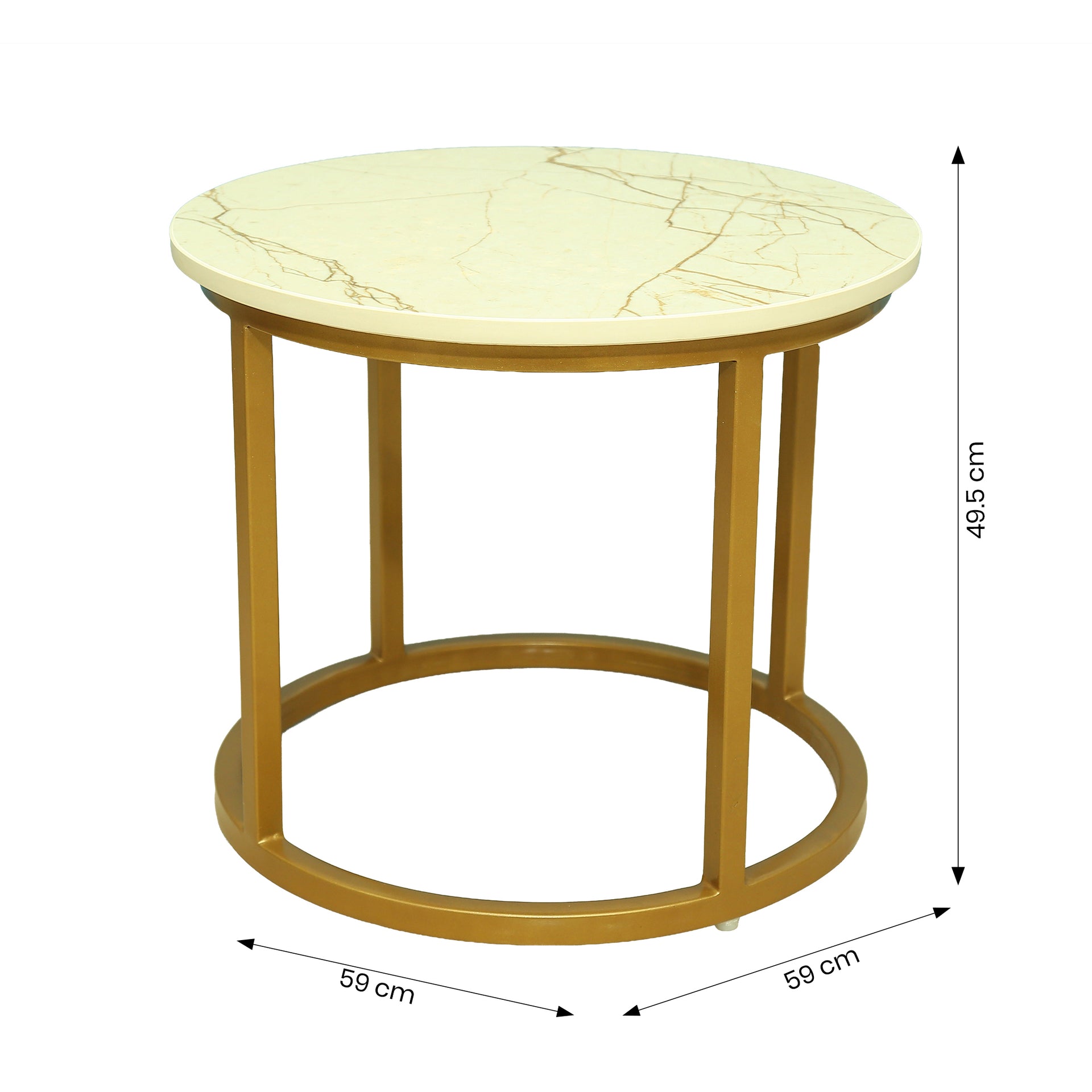 Round Marble Nesting Coffee Tables (Set of 2, Gold) by Zodiya
