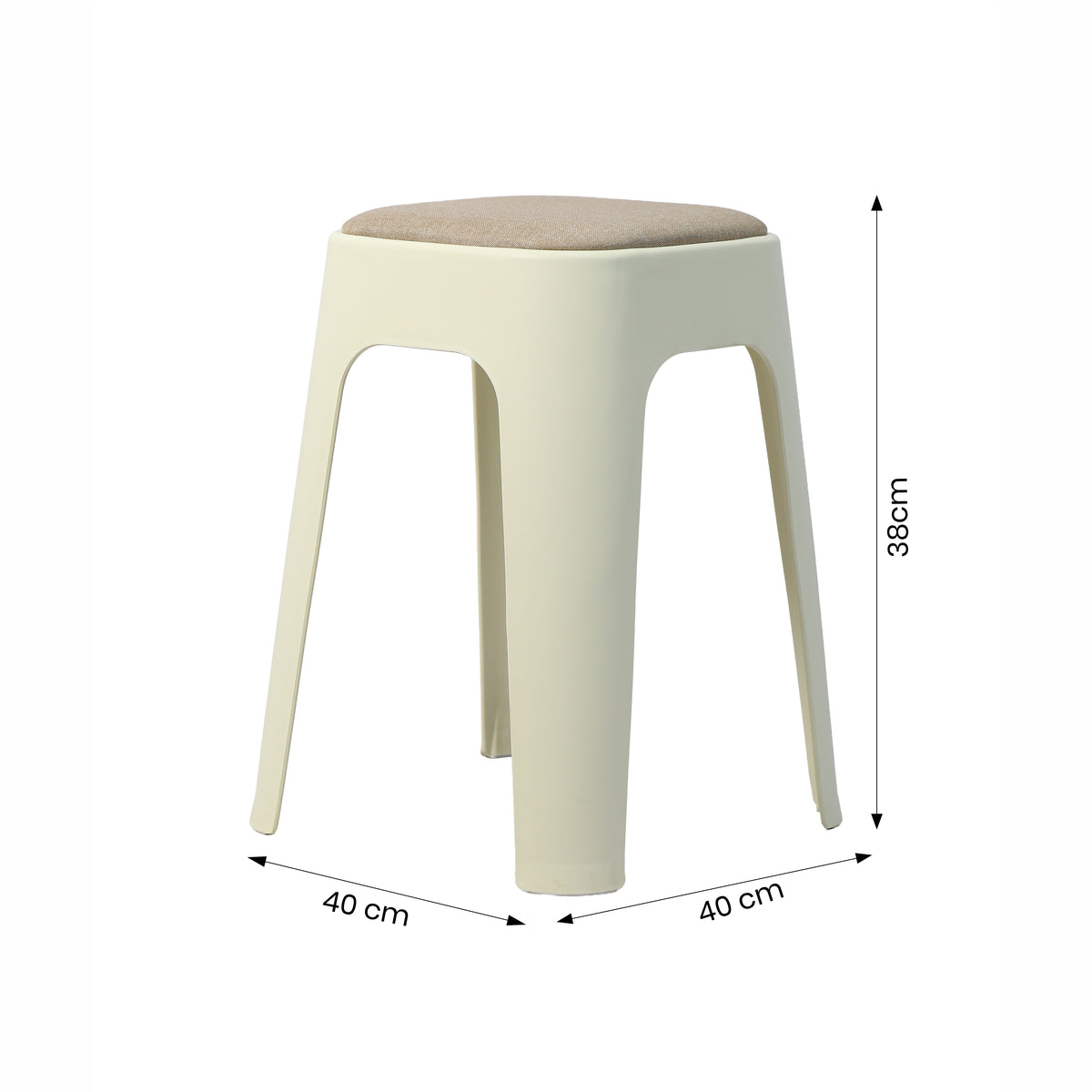 Stylish Cream Fabric Stool by Zodiya