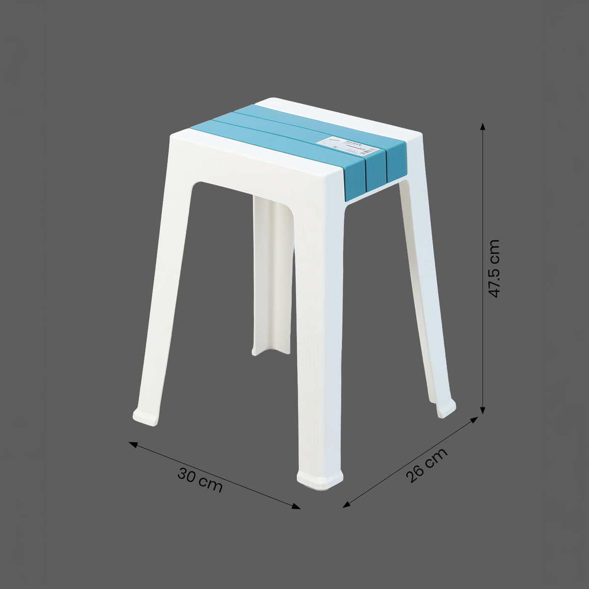 White Plastic Stool with Blue Top By Zodiya