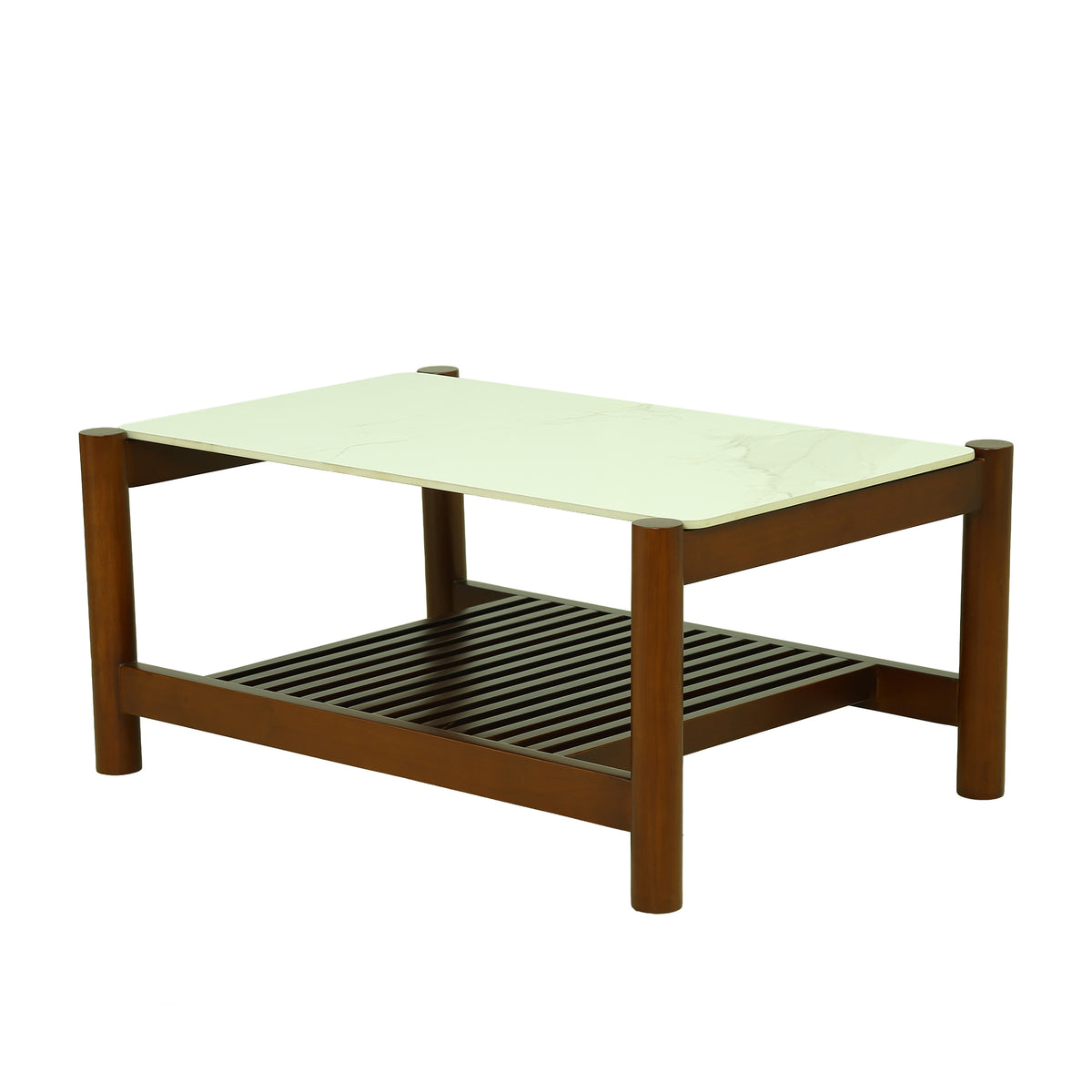 Square Wooden Marble Top Coffee Table by Zodiya