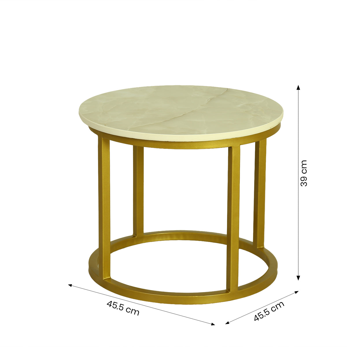 Round Marble Nesting Coffee Tables (Set of 3, Gold )by Zodiya