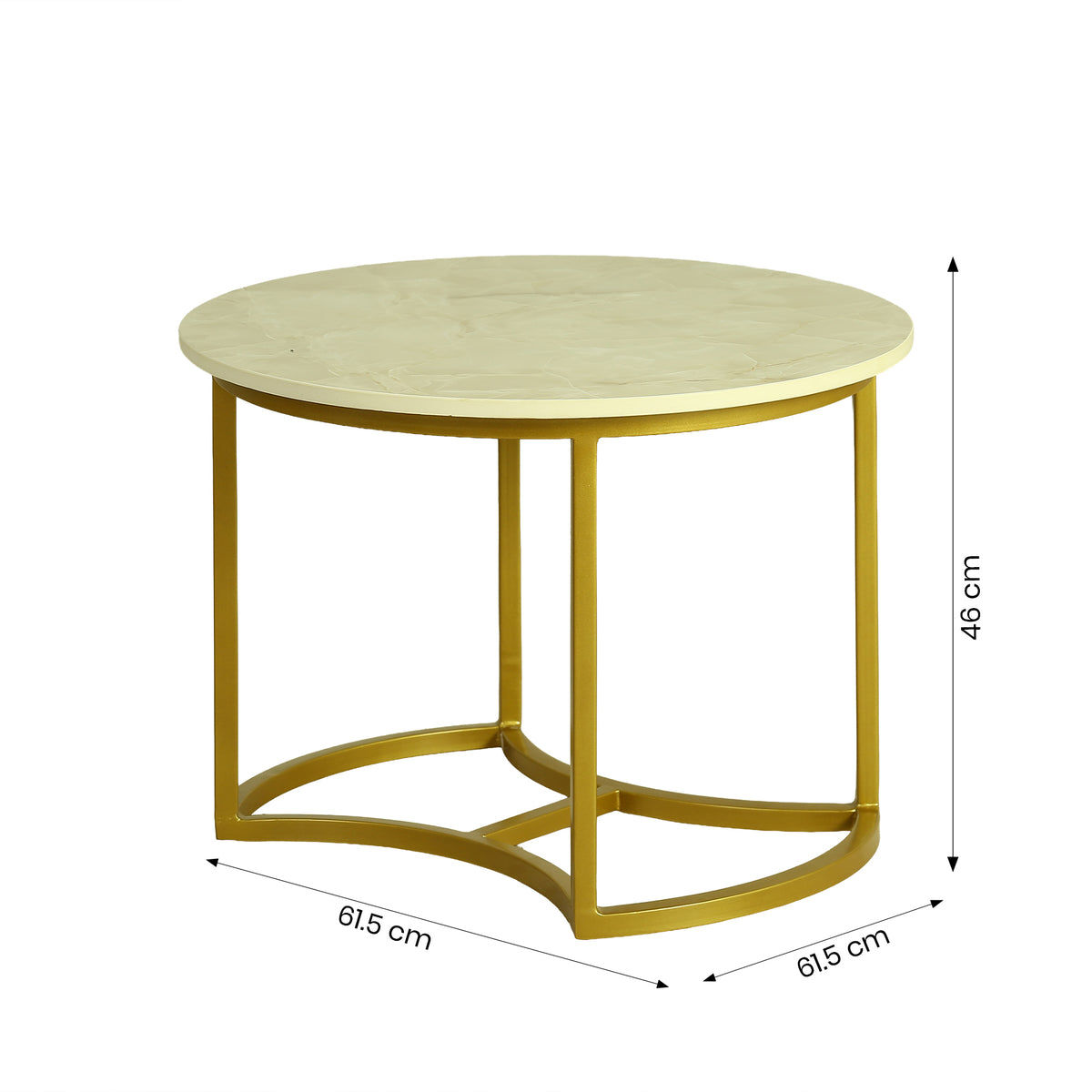 Round Marble Nesting Coffee Tables (Set of 3, Gold )by Zodiya
