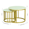 Round Marble Nesting Coffee Tables (Set of 2, Gold) by Zodiya