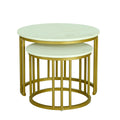 Round Marble Nesting Coffee Tables (Set of 2, Gold) by Zodiya