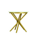 Round Marble Side Table with Metal Base by Zodiya