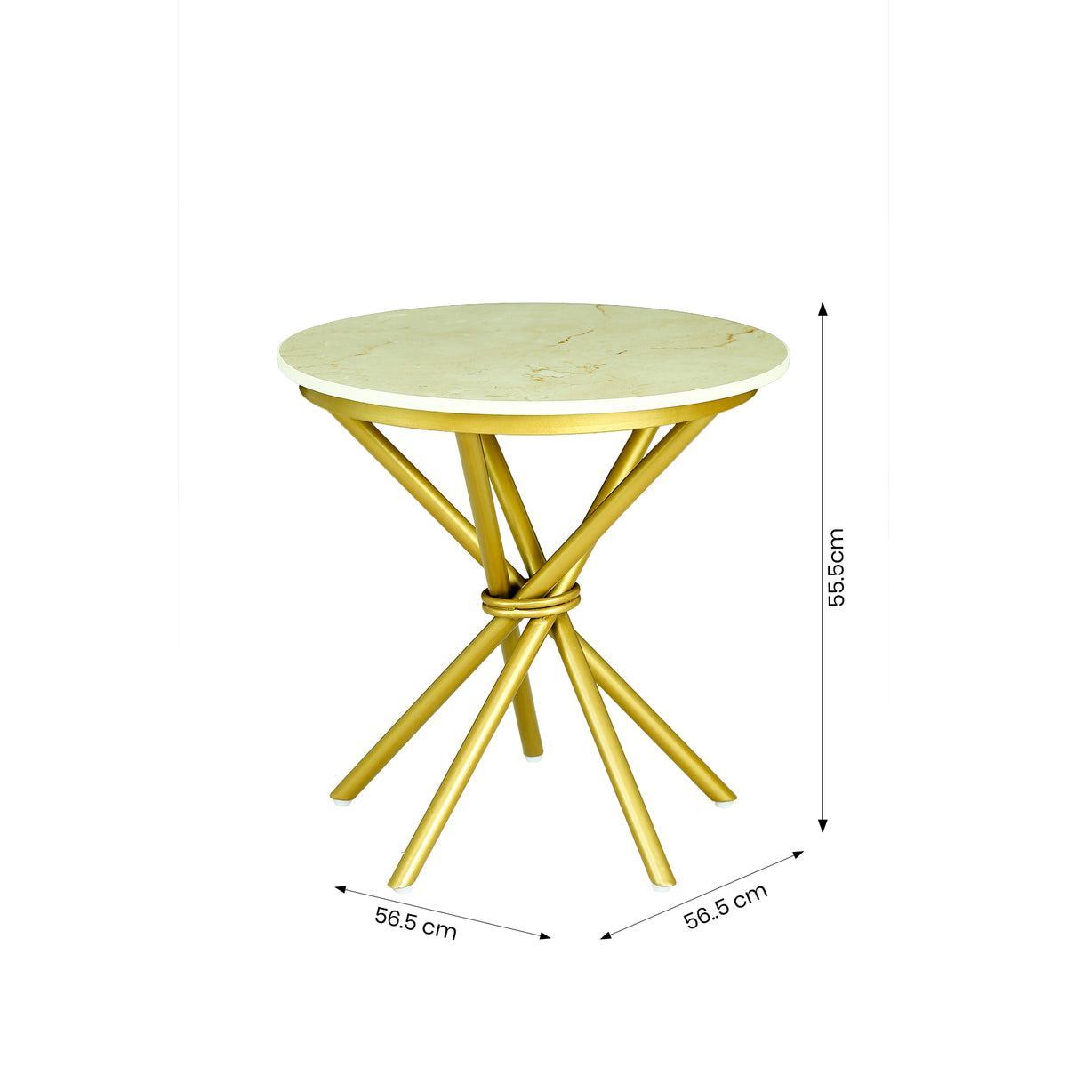 Round Marble Side Table with Metal Base by Zodiya