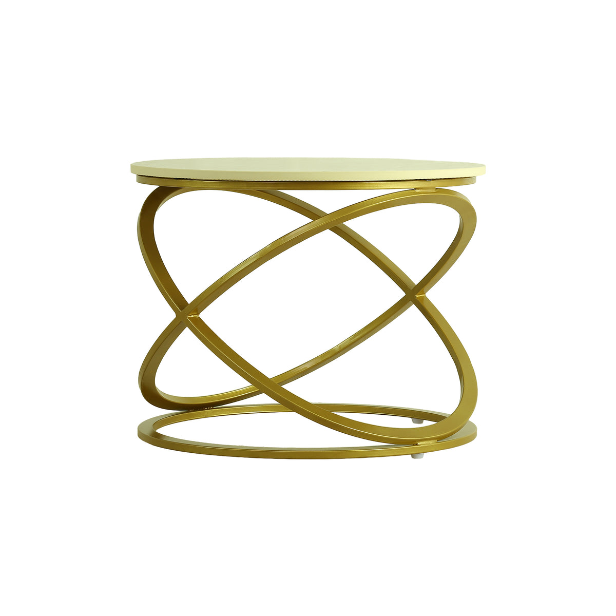 Round Marble Side Table with Gold Base (Geometric) by Zodiya