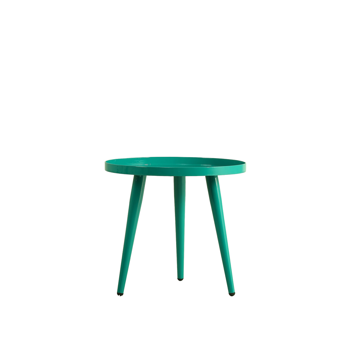 Round Teal Metal Side Table by Zodiya