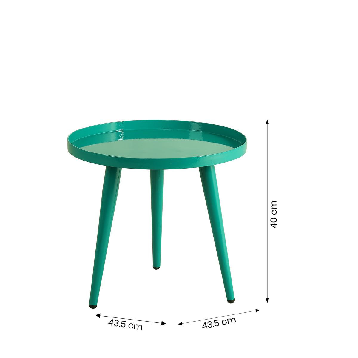 Round Teal Metal Side Table by Zodiya