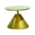 Round White Marble Side Table with Gold Pedestal Base by Zodiya