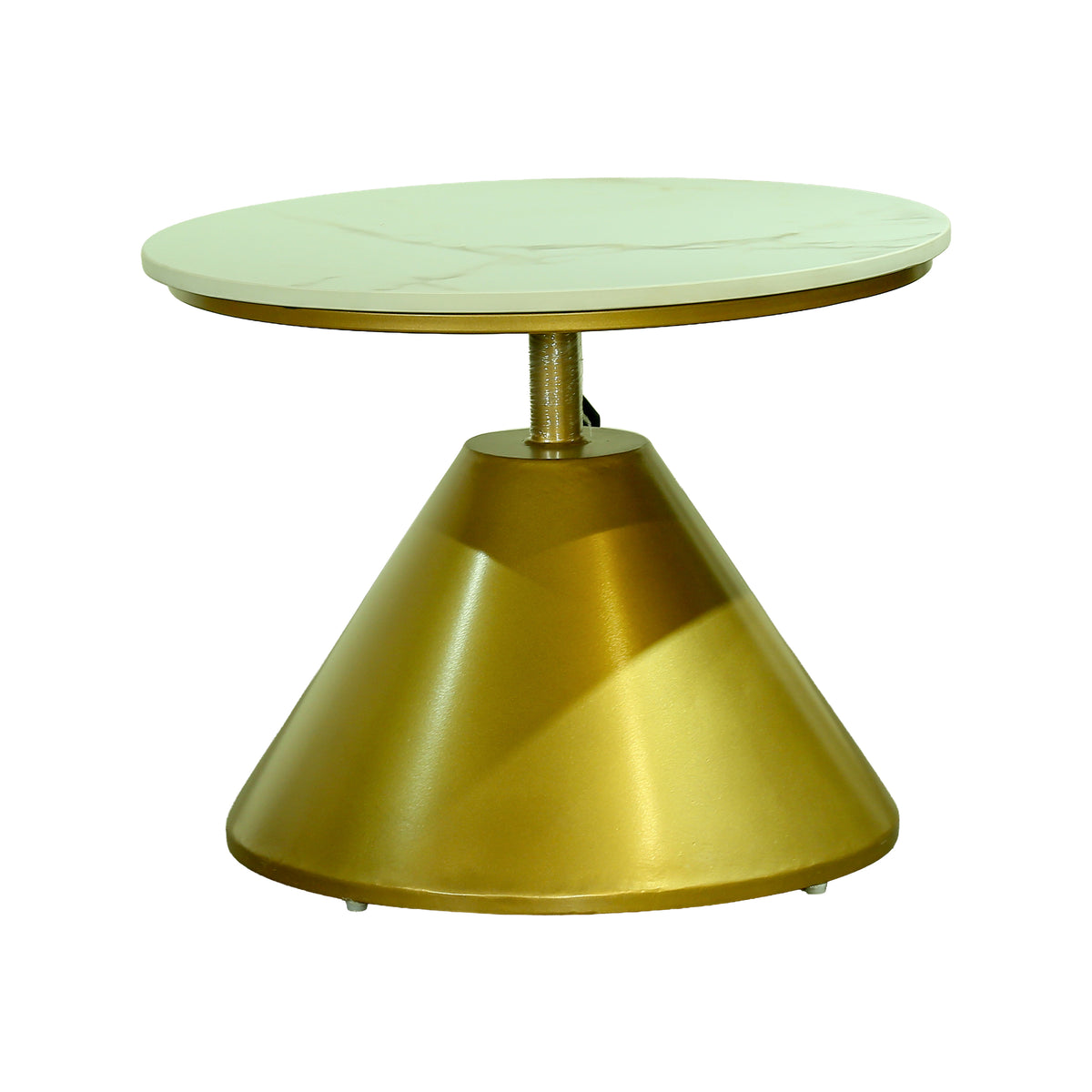 Round White Marble Side Table with Gold Pedestal Base by Zodiya
