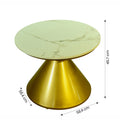 Round White Marble Side Table with Gold Pedestal Base by Zodiya