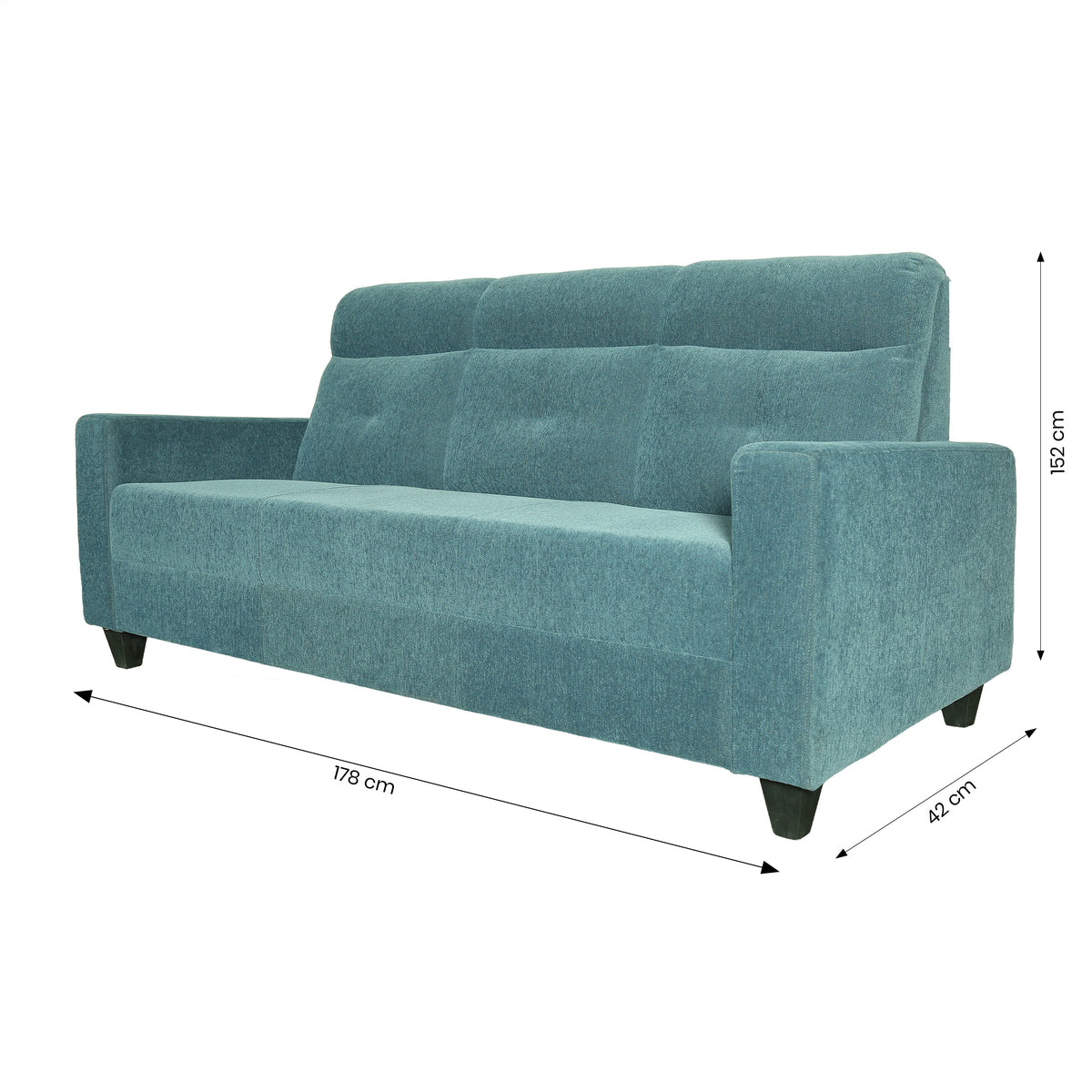 Bejeu Teal Fabric 3 Seater Sofa by Zodiya