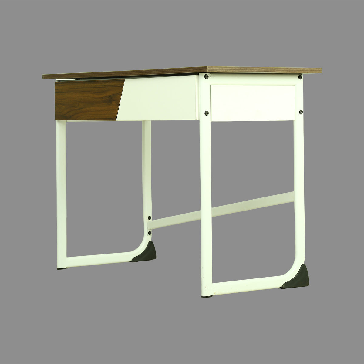 Oblique Wood and White Metal Study Table by Zodiya