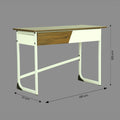 Oblique Wood and White Metal Study Table by Zodiya