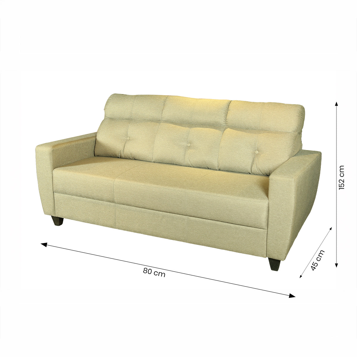 Comely Beige Fabric 3 seater Sofa by Zodiya