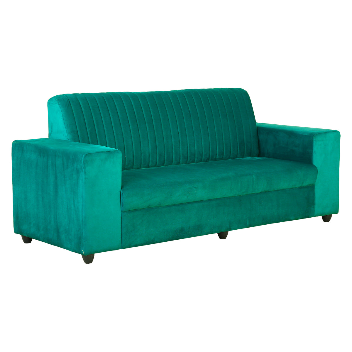 Value Plus Green Velvet 3 Seater Sofa by Zodiya