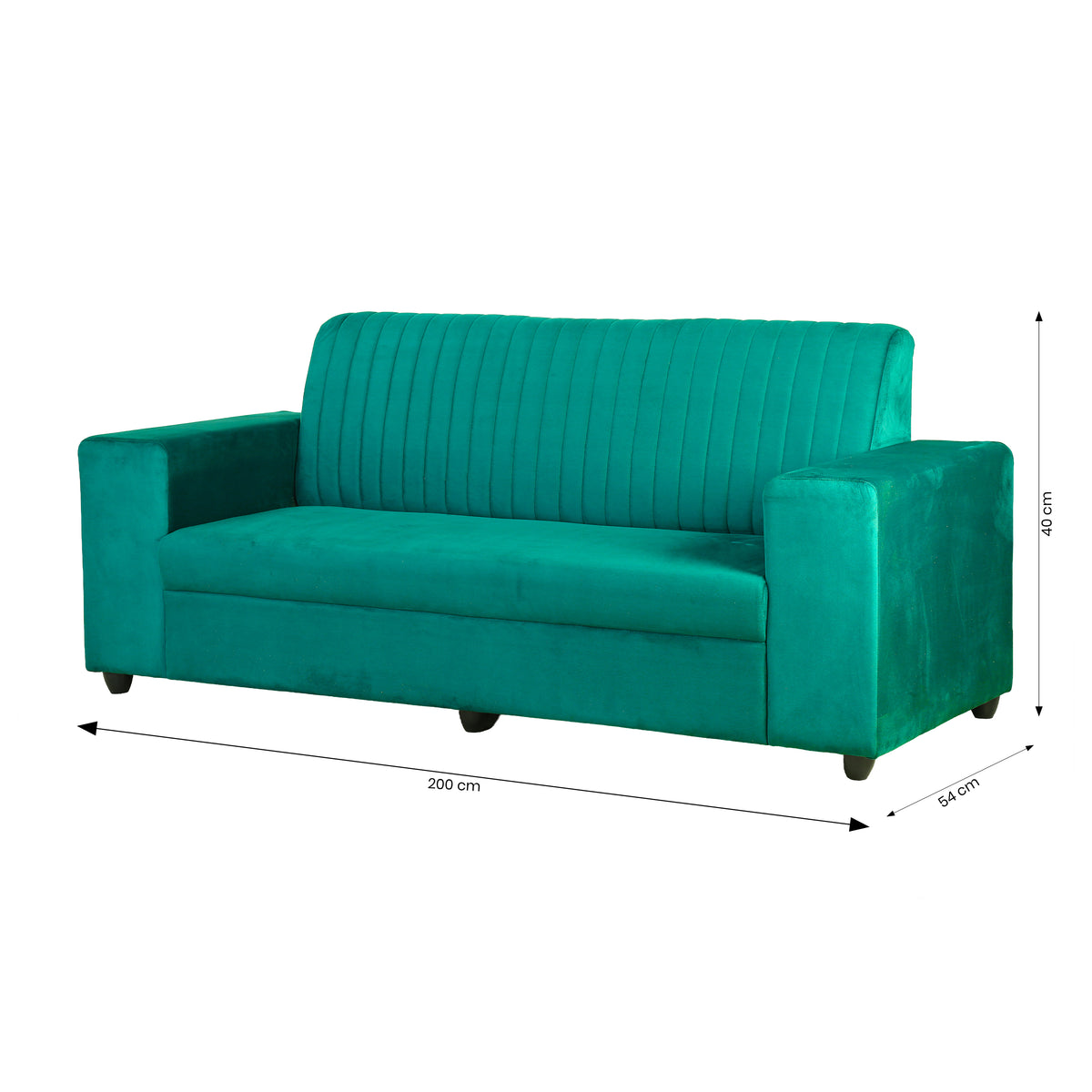 Value Plus Green Velvet 3 Seater Sofa by Zodiya