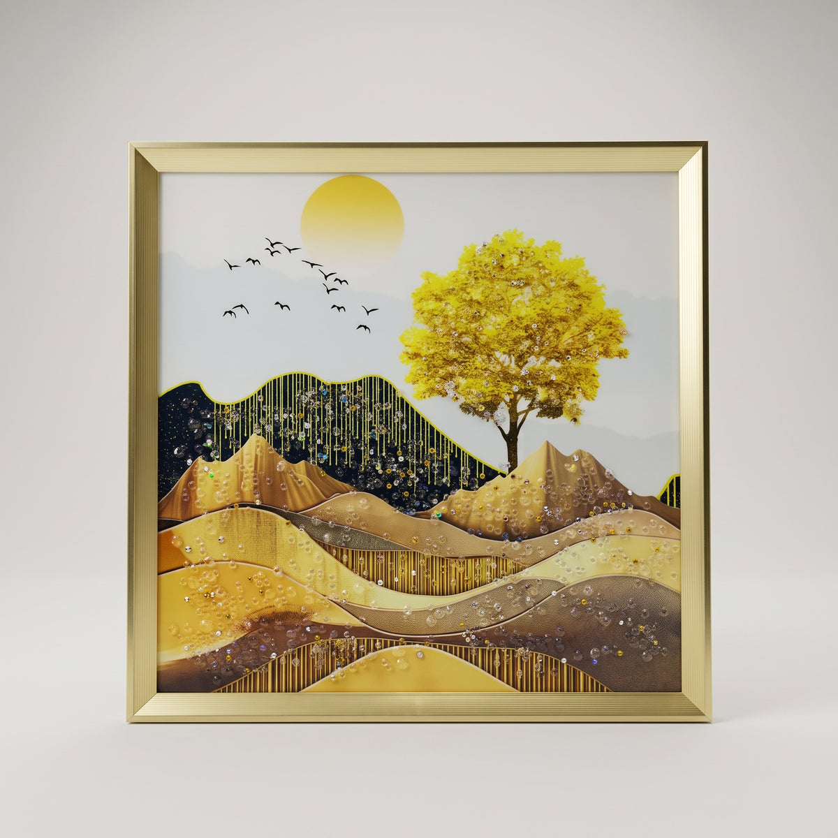 3D Gold Crystal Canvas Wall Frame By Zodiya